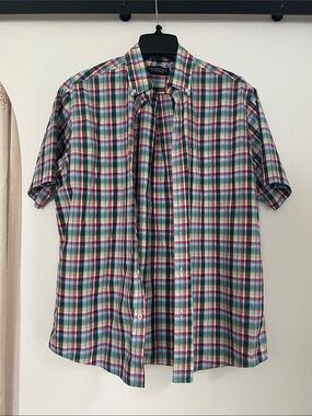 NWOT Roundtree & Yorke Short-Sleeve Plaid Button-Down Shirt - Green, Blue, Red